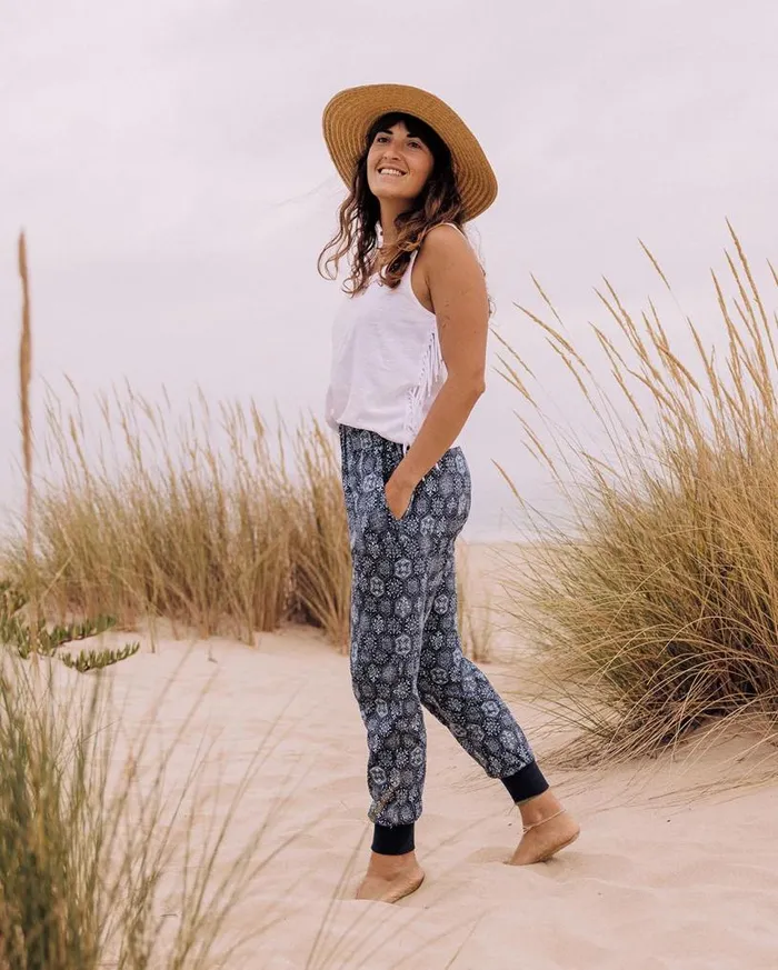 Passenger Clothing Puerto Recycled Cotton Trouser Tile Dark Denim Women Dungarees and Trousers