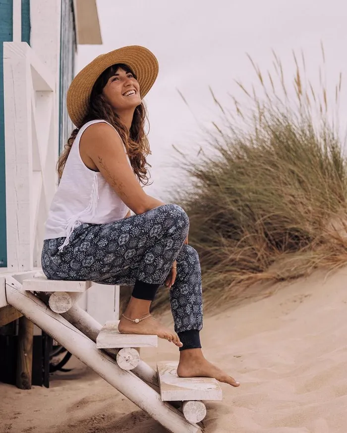 Passenger Clothing Puerto Recycled Cotton Trouser Tile Dark Denim Women Dungarees and Trousers