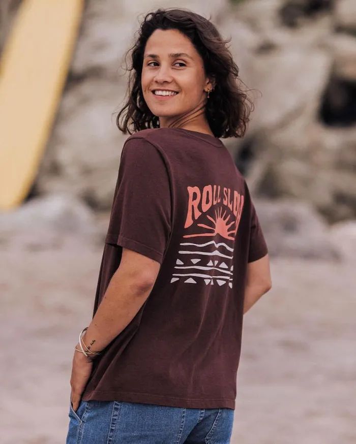 Passenger Clothing Rolling Slow Recycled Cotton TShirt Chestnut Women Tops and TShirts