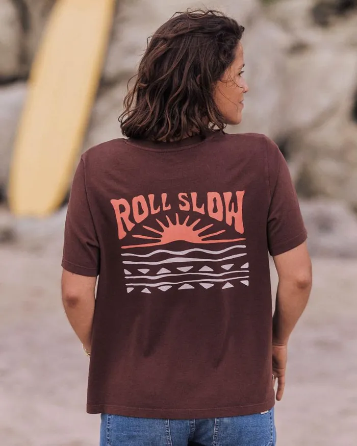 Passenger Clothing Rolling Slow Recycled Cotton TShirt Chestnut Women Tops and TShirts