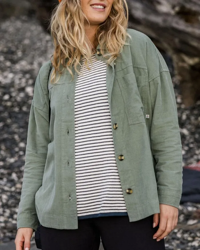 Passenger Clothing Rootsy Organic Cord LS Shirt Pistachio Women Shirts