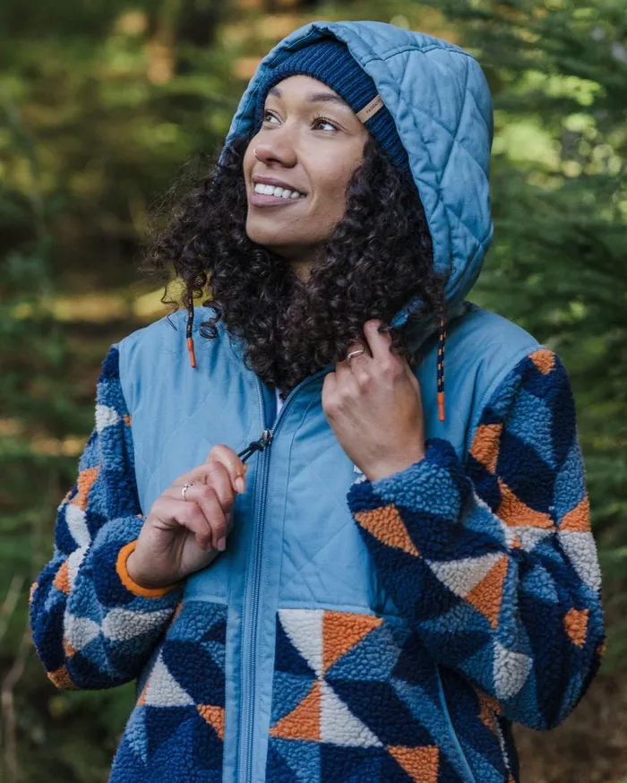 Passenger Clothing Sefton Recycled DeepPile Sherpa Fleece Homespun Dark Denim Women Fleece