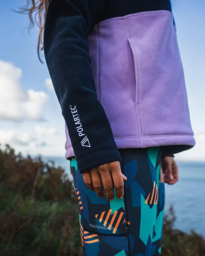 Passenger Clothing Snowdrop Pullover Recycled Polartec Fleece Lilac Deep Navy Women Activewear