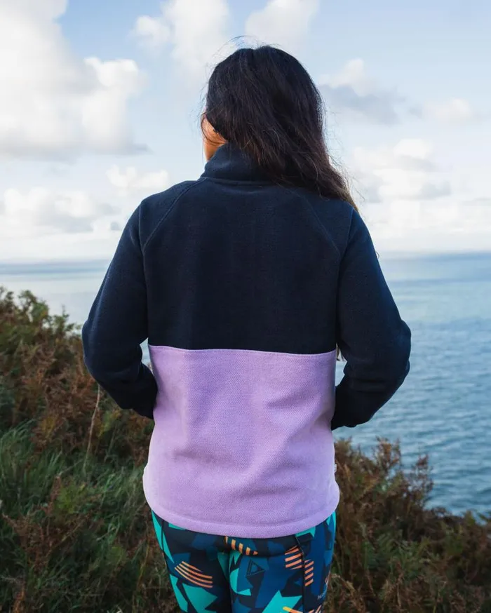 Passenger Clothing Snowdrop Pullover Recycled Polartec Fleece Lilac Deep Navy Women Activewear