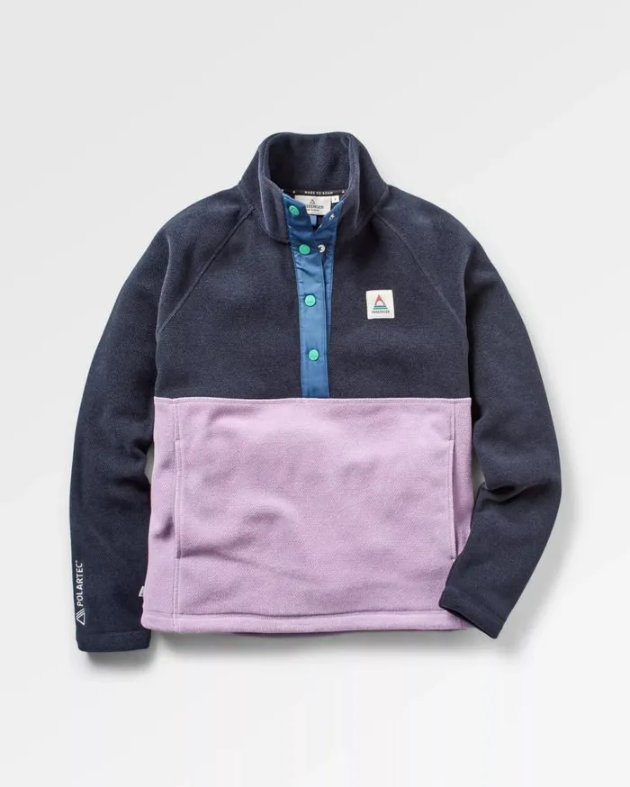 Passenger Clothing Snowdrop Pullover Recycled Polartec Fleece Lilac Deep Navy Women Activewear