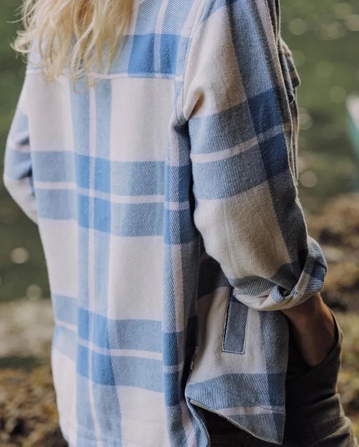 Passenger Clothing Stella Organic Cotton LS Shirt Provincial Blue Check Women Shirts