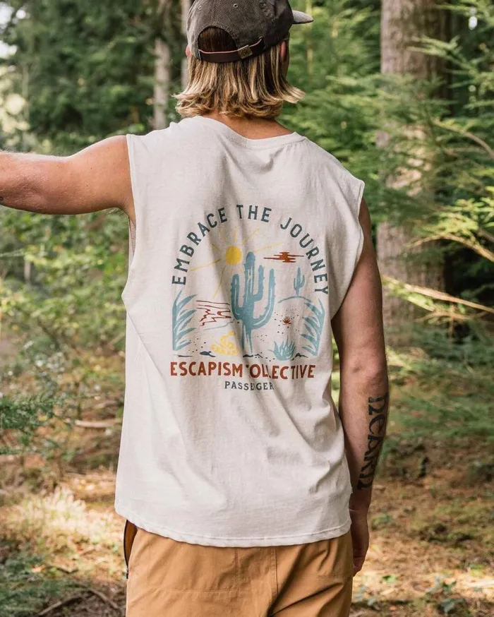Passenger Clothing Tizana Recycled Cotton Vest Milky Marl Men TShirts and Vests