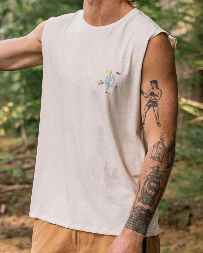 Passenger Clothing Tizana Recycled Cotton Vest Milky Marl Men TShirts and Vests