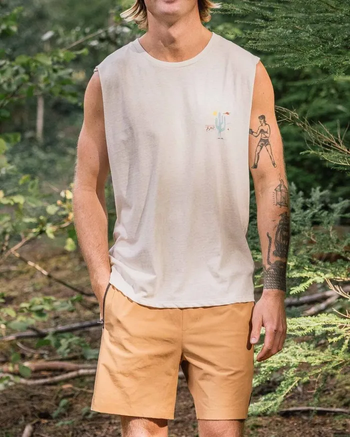 Passenger Clothing Tizana Recycled Cotton Vest Milky Marl Men TShirts and Vests