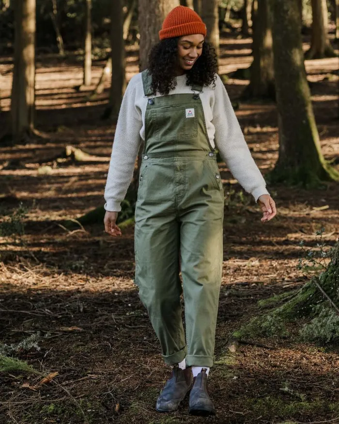 Passenger Clothing Vantage Organic Dungaree Khaki WomenMen Dungarees and Trousers