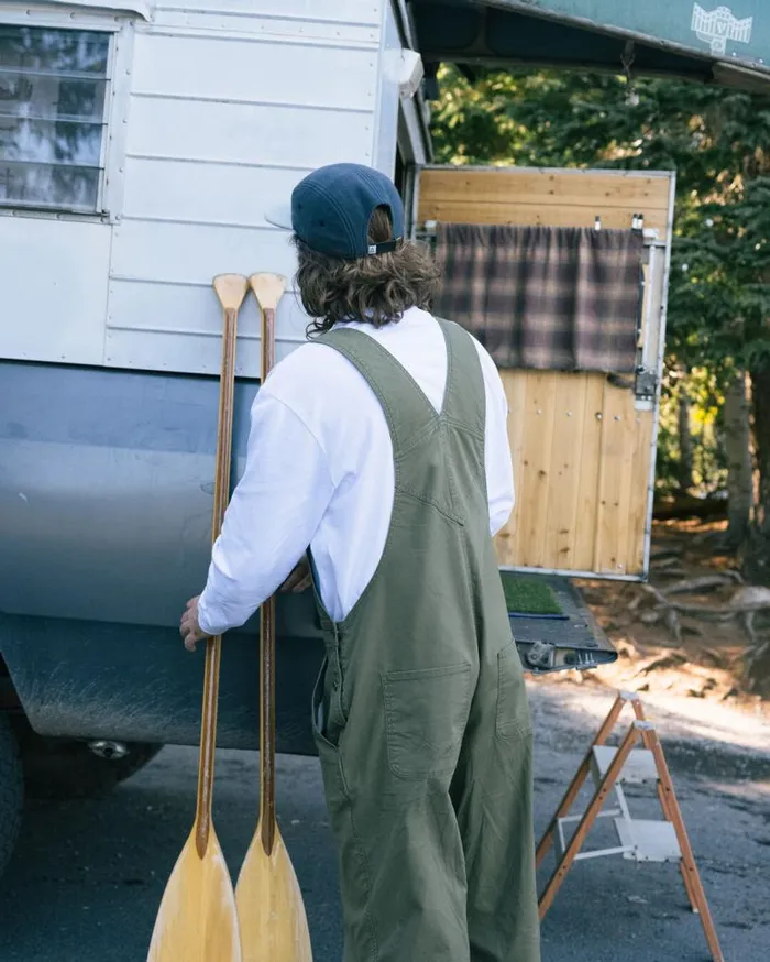 Passenger Clothing Vantage Organic Dungaree Khaki WomenMen Dungarees and Trousers