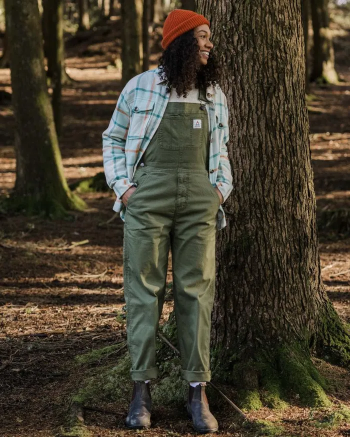 Passenger Clothing Vantage Organic Dungaree Khaki WomenMen Dungarees and Trousers