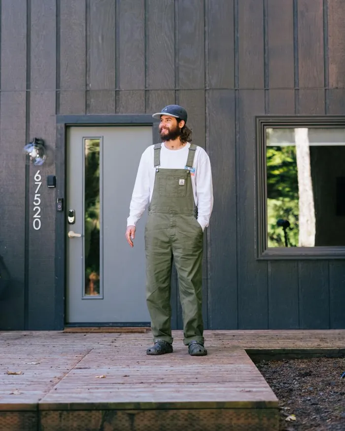 Passenger Clothing Vantage Organic Dungaree Khaki WomenMen Dungarees and Trousers