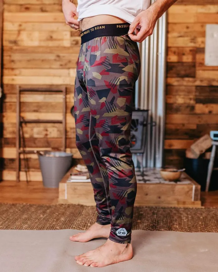 Passenger Clothing Venture Recycled Base Layer Legging Charcoal Camo Pattern Men Activewear