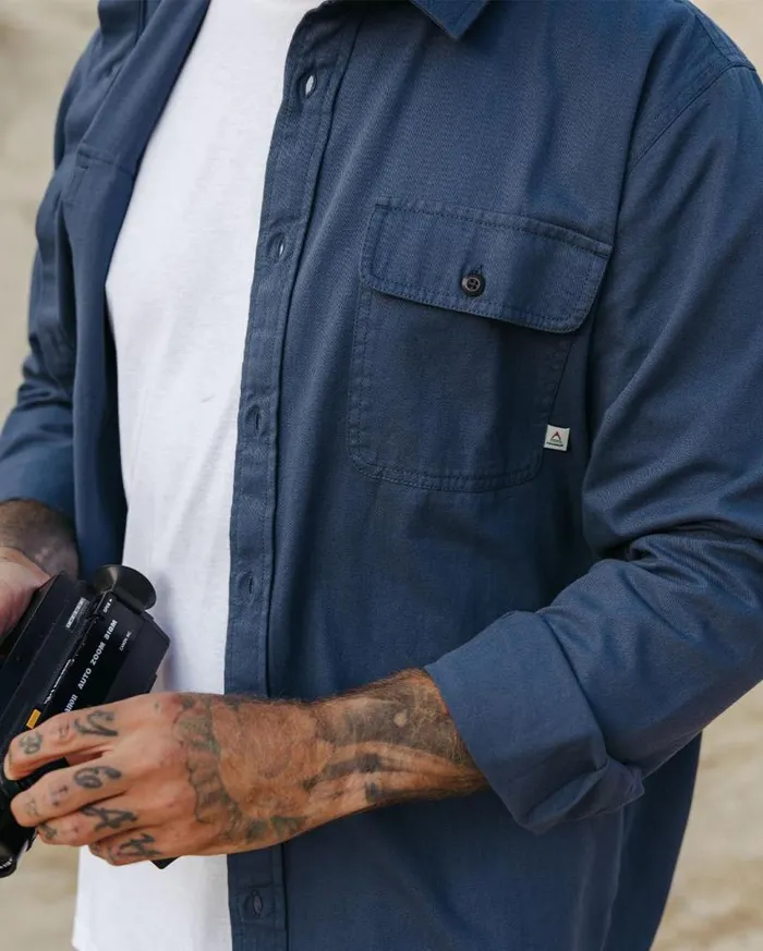 Passenger Clothing Vision Organic Cotton Shirt Dark Denim Men Shirts