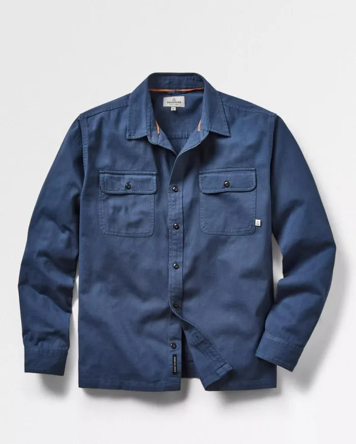 Passenger Clothing Vision Organic Cotton Shirt Dark Denim Men Shirts