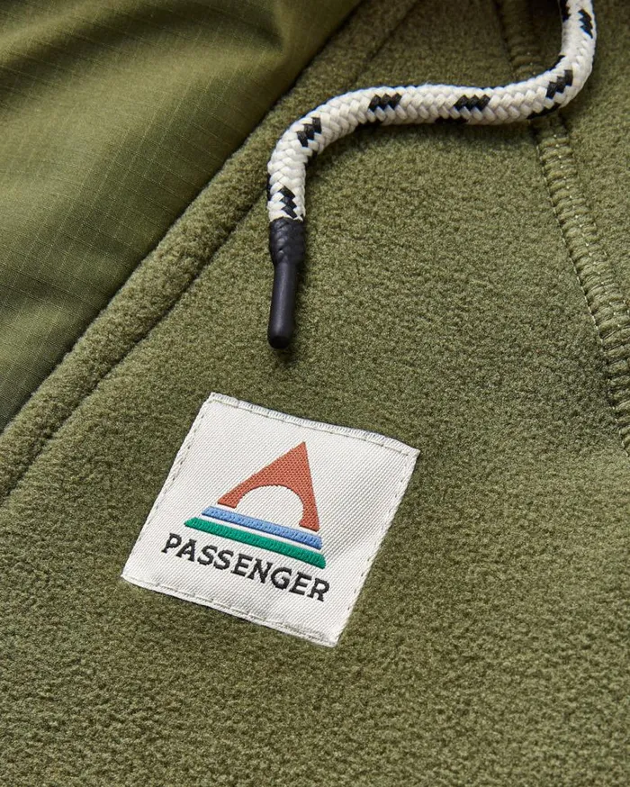 Passenger Clothing Woodland Hooded 12 Zip Polar Fleece True Black Khaki Men Fleece