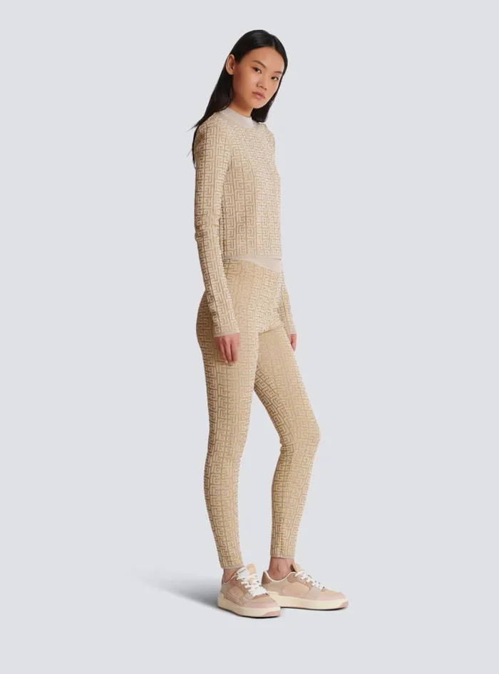 PB Labyrinth Knit Top Beige Women Balmain Tops And Shirts