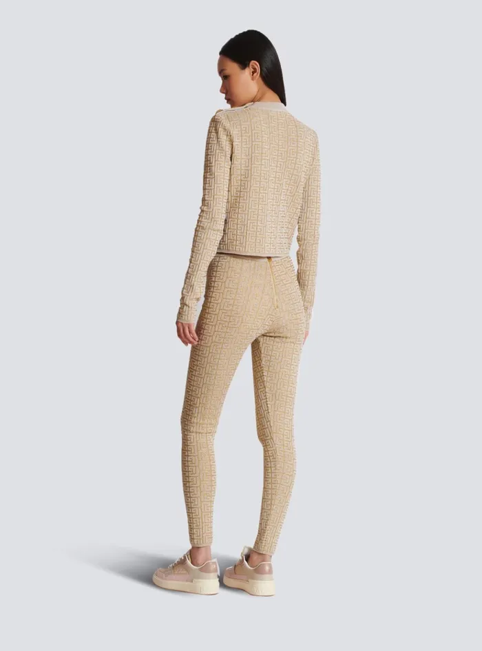 PB Labyrinth Knit Top Beige Women Balmain Tops And Shirts
