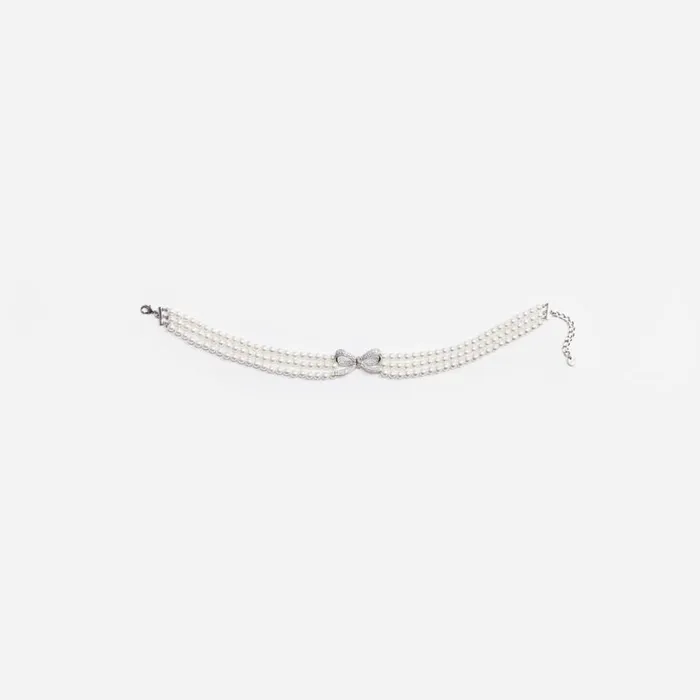 Pearl Bow Choker Women Self Portrait Jewellery Pearl Bow Choker Women Self Portrait Jewellery