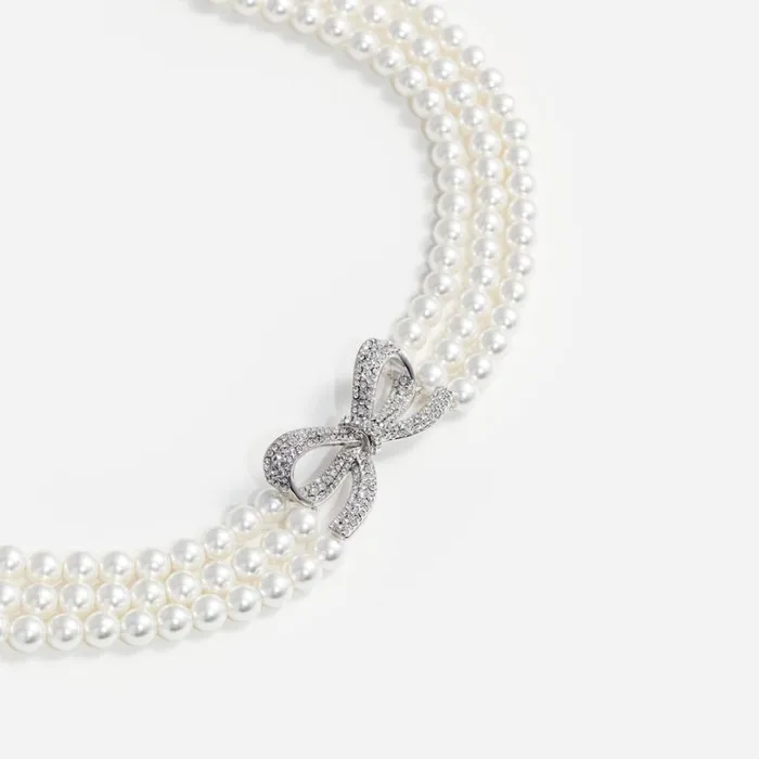 Pearl Bow Choker Women Self Portrait Jewellery Pearl Bow Choker Women Self Portrait Jewellery
