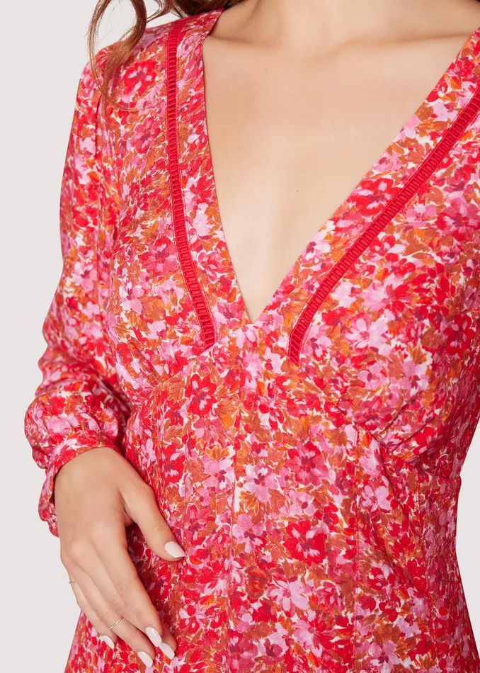 Petal Patch Long Sleeve Mini Dress Pinkfloral Women Lost Wander Dresses