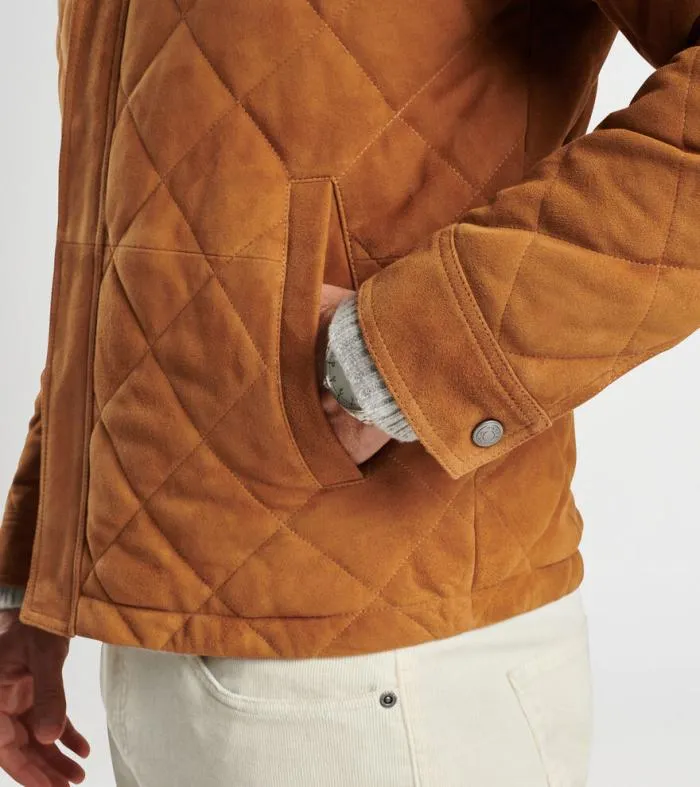 Peter Millar Jackets 038 Coats Men Suede Norfolk Quilted Bomber