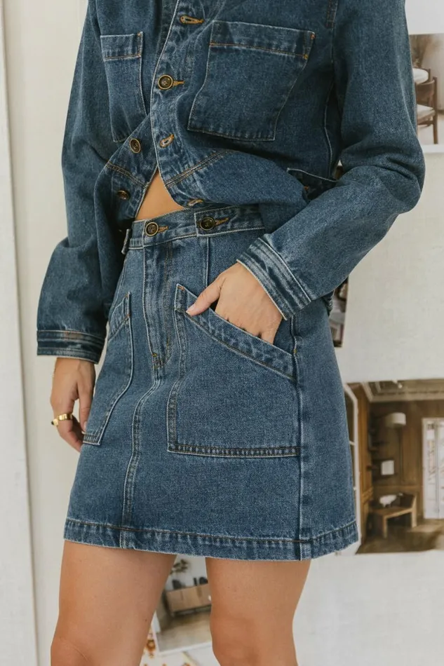Phoenix Denim Skirt Medium Wash Women Bohme Skirts