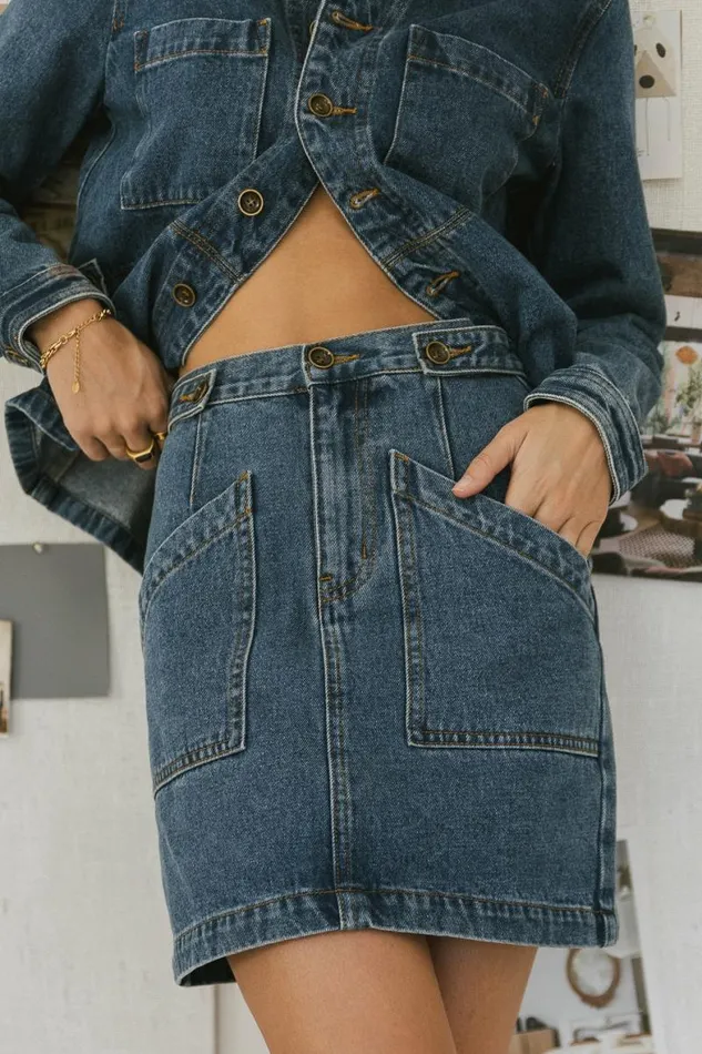 Phoenix Denim Skirt Medium Wash Women Bohme Skirts