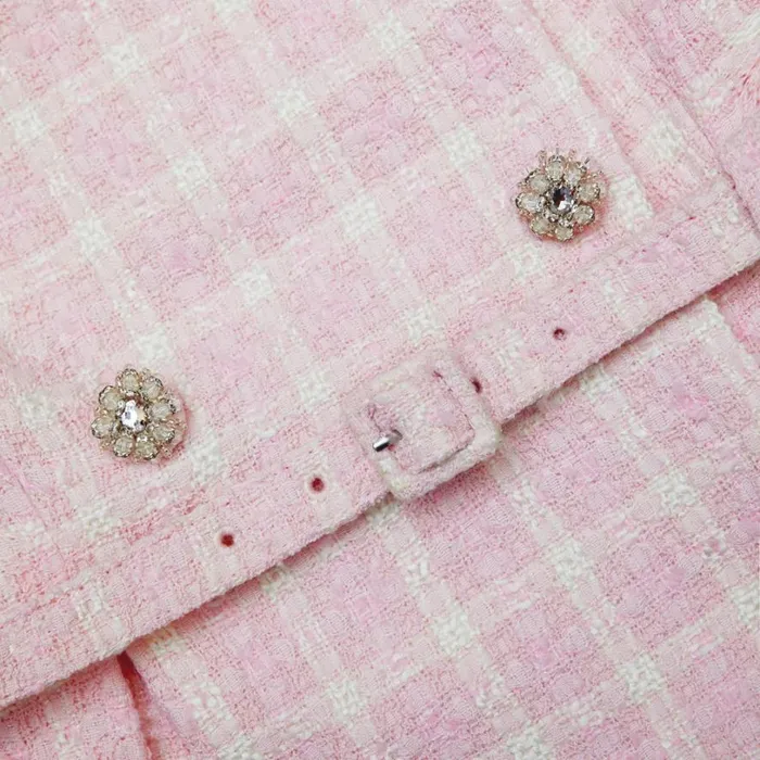 Pink Boucle Off Shoulder Mini Dress Women Self Portrait Dresses
