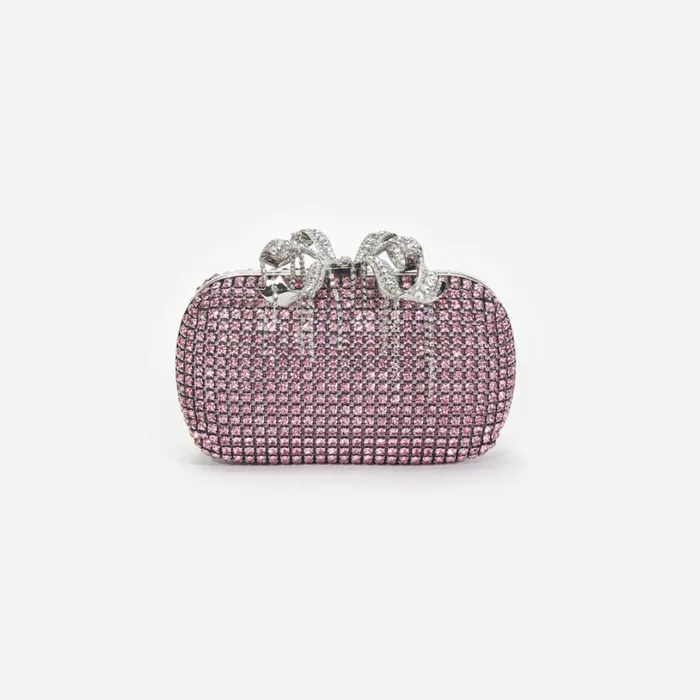 Pink Chainmail Clutch Bag Women Self Portrait Mini