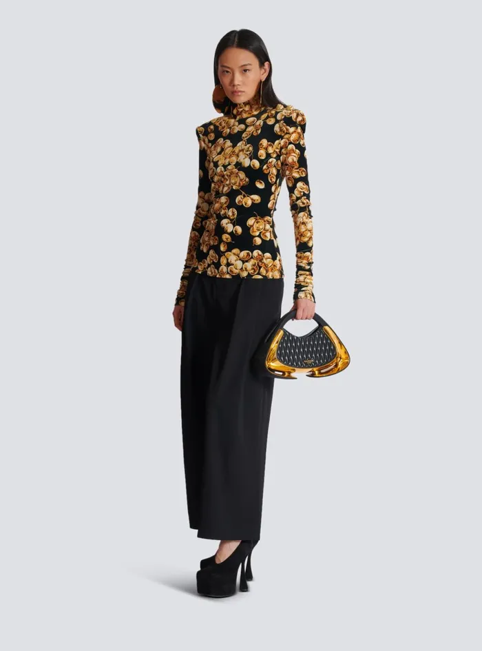 Pleated Grain De Poudre Trousers Black Women Balmain Trousers And Shorts