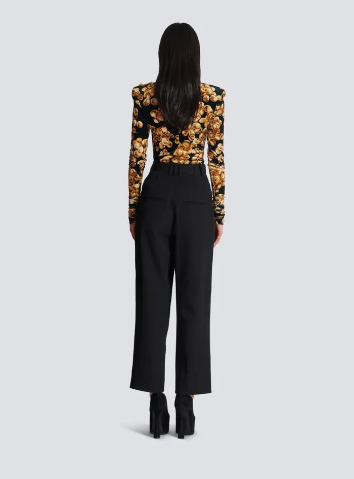 Pleated Grain De Poudre Trousers Black Women Balmain Trousers And Shorts