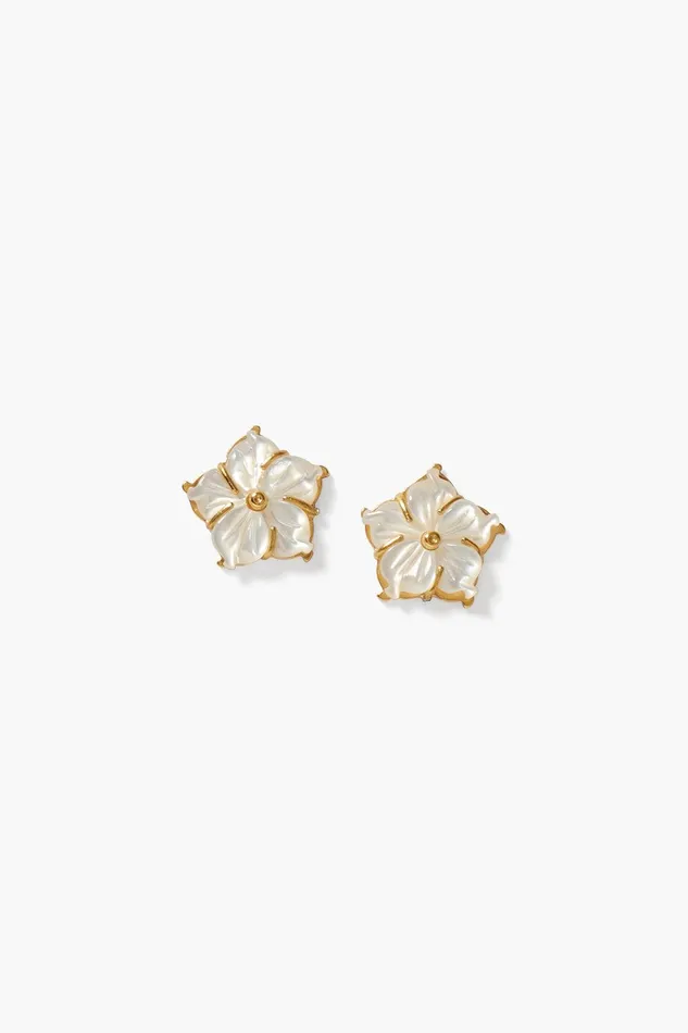 Plumeria Stud Earrings White MOP Women Chan Luu Earrings