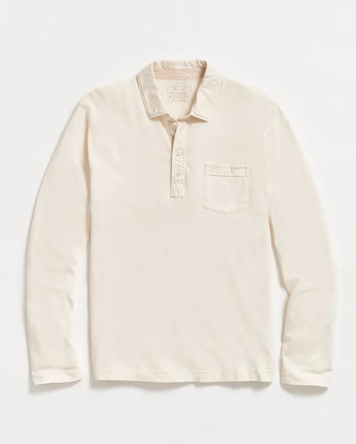 Polos Tees and Henleys Men Billy Reid Long Sleeve Pensacola Polo Tinted White
