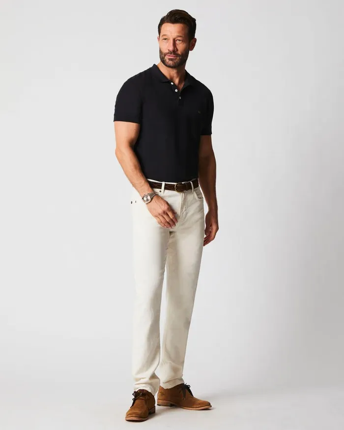 Polos Tees and Henleys Men Billy Reid Pique Polo Black