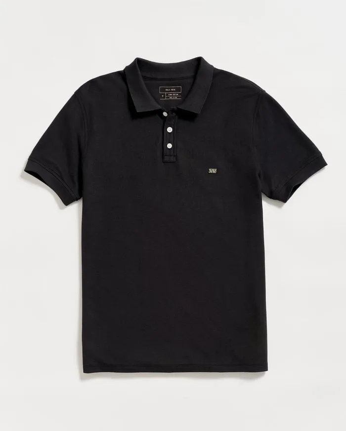 Polos Tees and Henleys Men Billy Reid Pique Polo Black