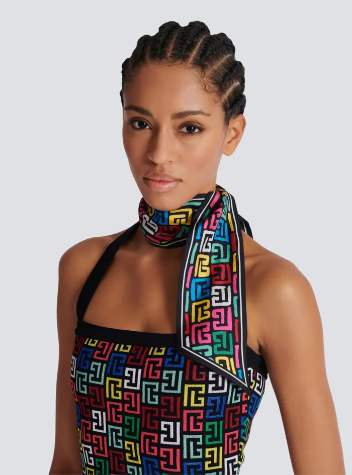 Pop Monogram Printed Bandana Multicolor Women Balmain Scarves