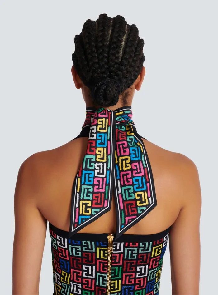 Pop Monogram Printed Bandana Multicolor Women Balmain Scarves