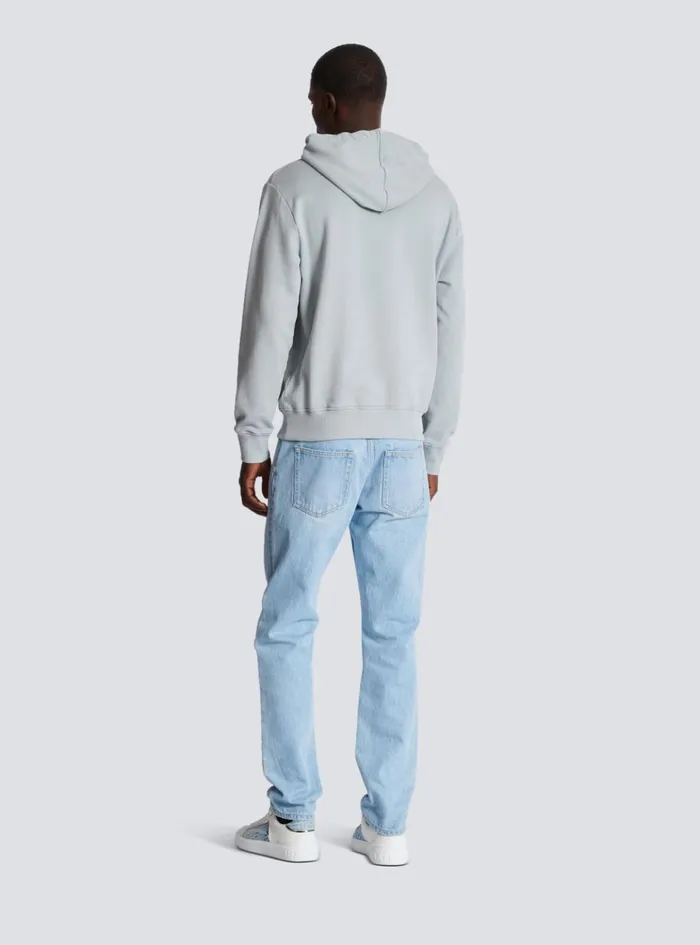 Printed Paris Hoodie Grey Men Balmain Sweatshirts