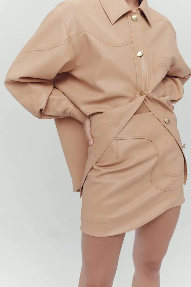 Priscilla Scalloped Mini Skirt Sand Beige Women Aje Skirts