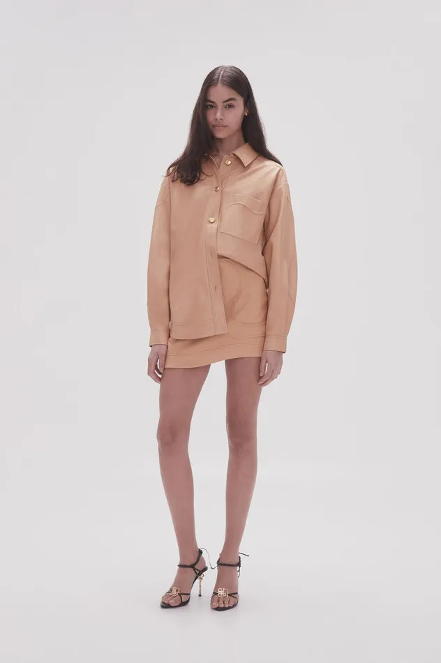 Priscilla Scalloped Mini Skirt Sand Beige Women Aje Skirts