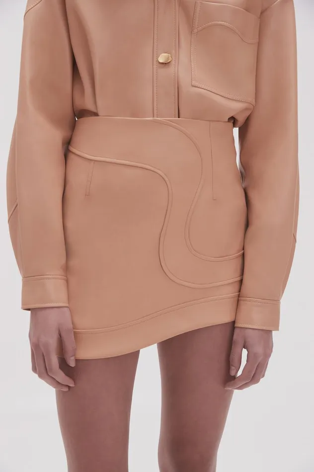 Priscilla Scalloped Mini Skirt Sand Beige Women Aje Skirts