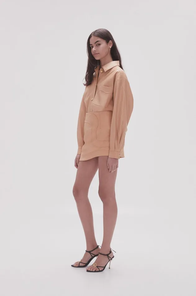 Priscilla Scalloped Mini Skirt Sand Beige Women Aje Skirts