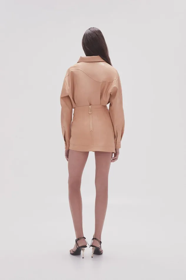 Priscilla Scalloped Mini Skirt Sand Beige Women Aje Skirts