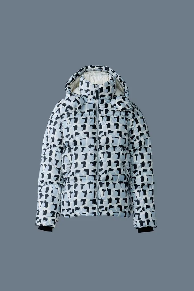 Puffer Men Mackage KENTNV Tile Graphic Pattern Down Jacket With Hood Cream Tile