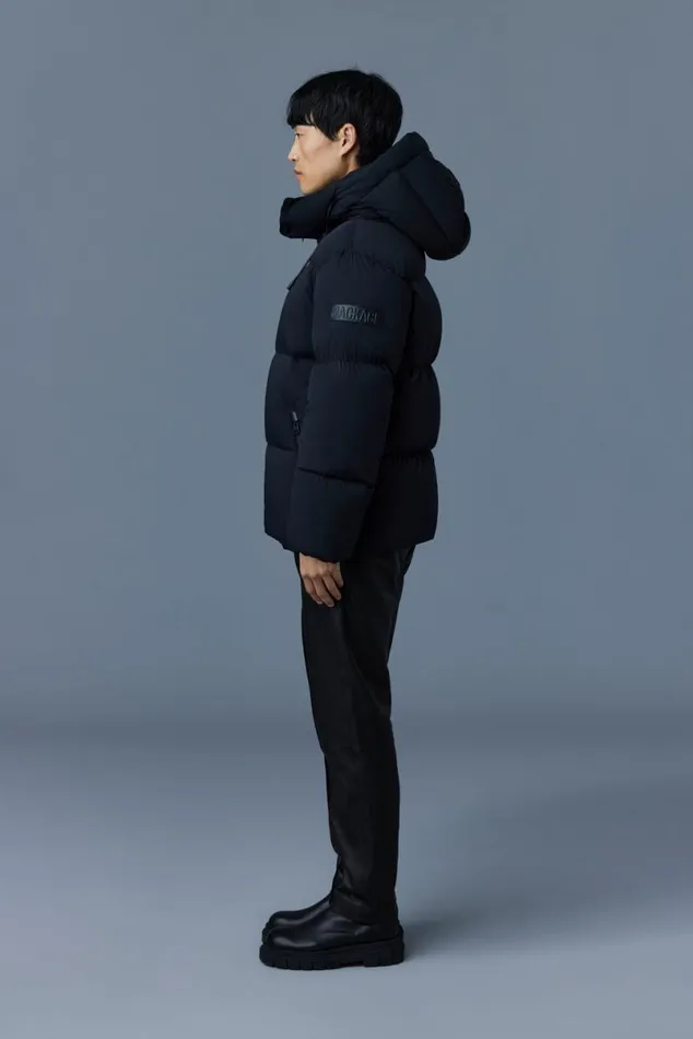 Puffer Men Mackage KENT Stretch Matt Down Jacket With Hood Black Puffer Men Mackage KENT Stretch Matt Down Jacket With Hood Black