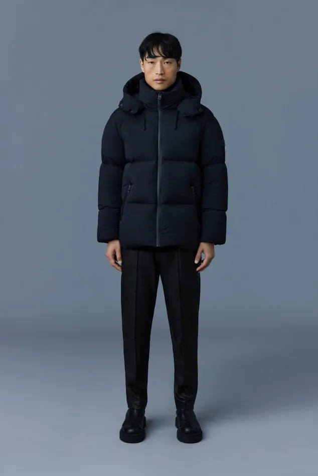 Puffer Men Mackage KENT Stretch Matt Down Jacket With Hood Black Puffer Men Mackage KENT Stretch Matt Down Jacket With Hood Black