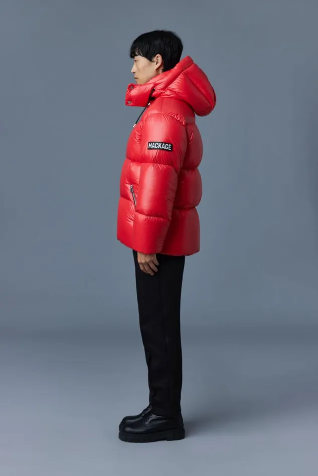 Puffer Men Mackage KENTZ Lustrous Down Jacket With Hood White