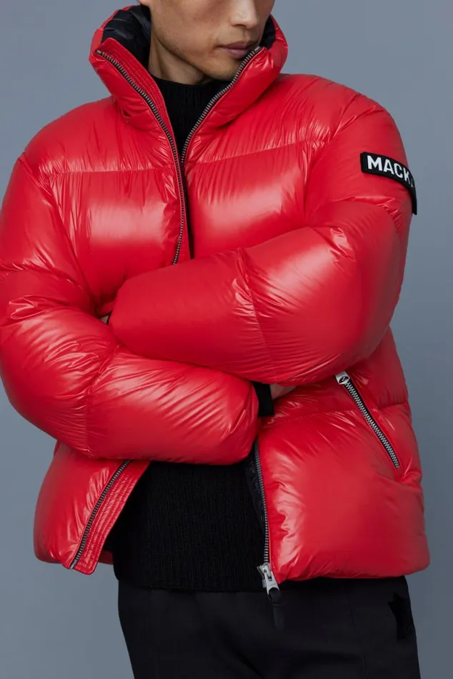 Puffer Men Mackage KENTZ Lustrous Down Jacket With Hood White